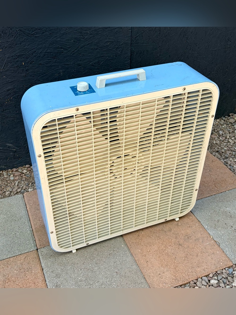 Vintage Kmart Lakewood 22” Box Fan WORKS! 3-Speed Blue 80s VTG Retro Heavy Duty
